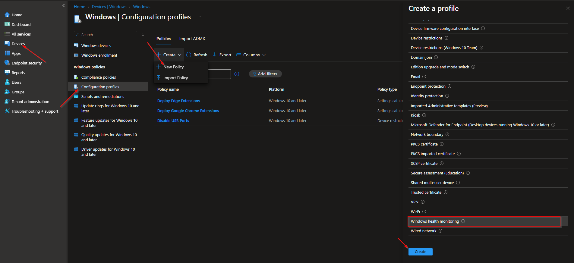 Update ring policy overview in Intune